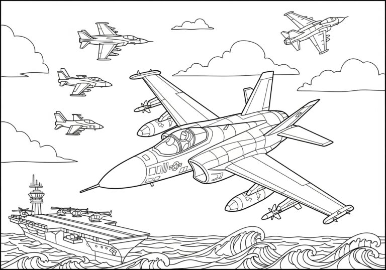 Printable Military Plane Coloring Page For Kids