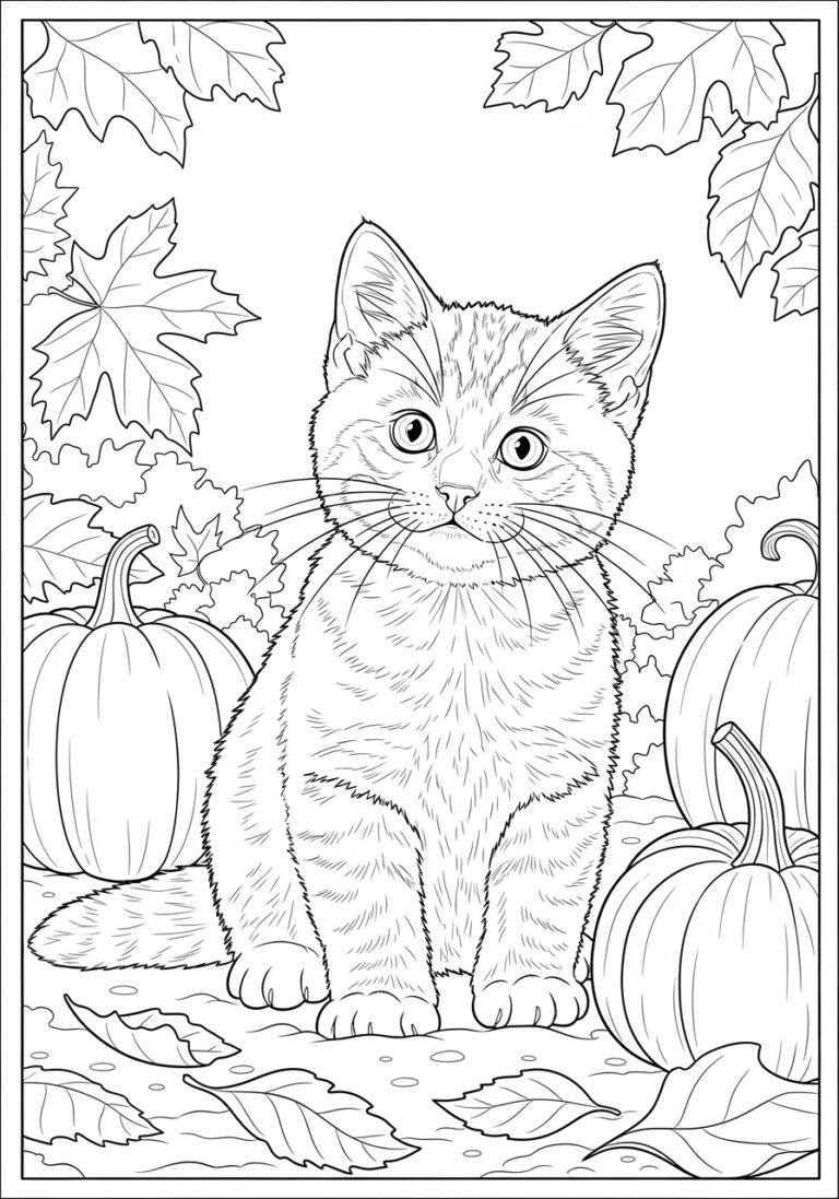 Real Kitten Coloring Page For Kids
