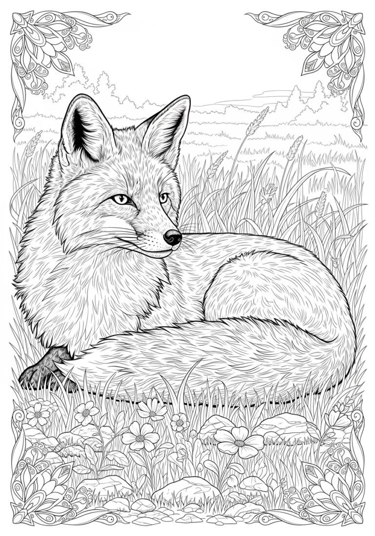 Realistic Fox To Color Printable Coloring Page