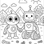 Robot Friends Robot Coloring Pages
