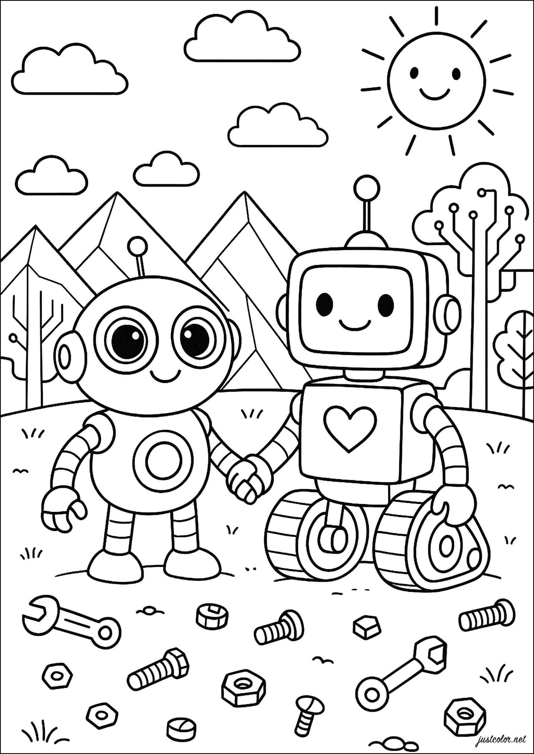 Robot Friends Robot Coloring Pages Robot Friends Robot Coloring Pages