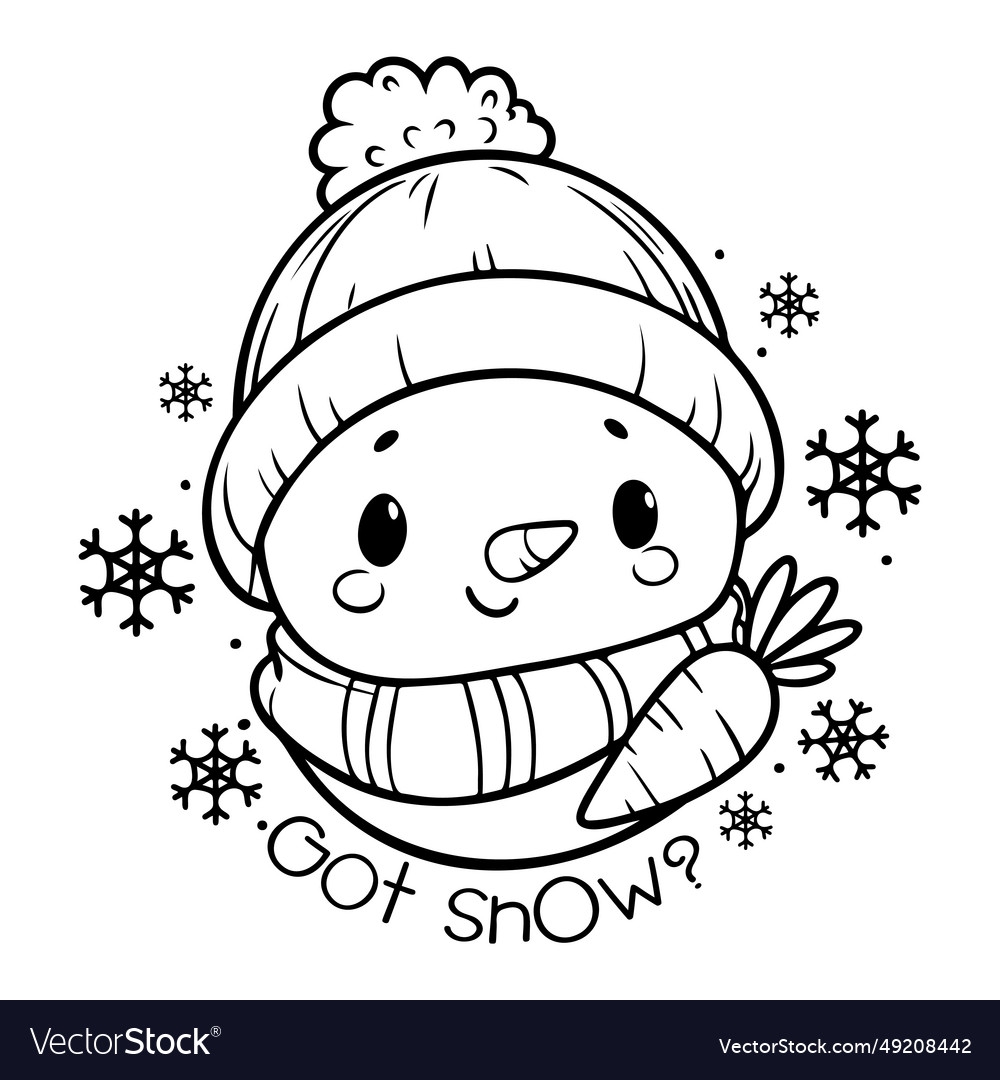 Snowman Face Coloring Page For Kids Royalty Free Vector VectorStock