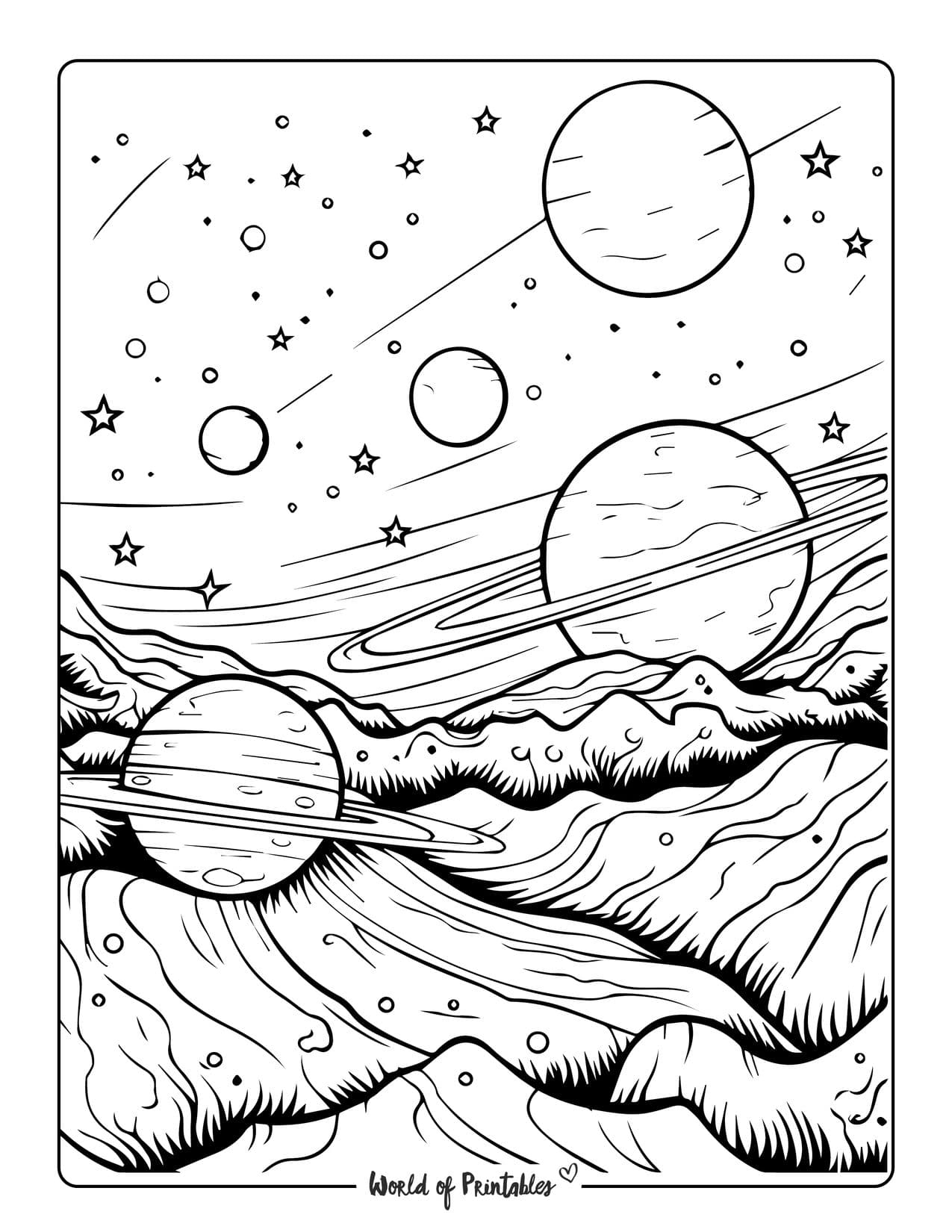 Space Coloring Pages Easy
