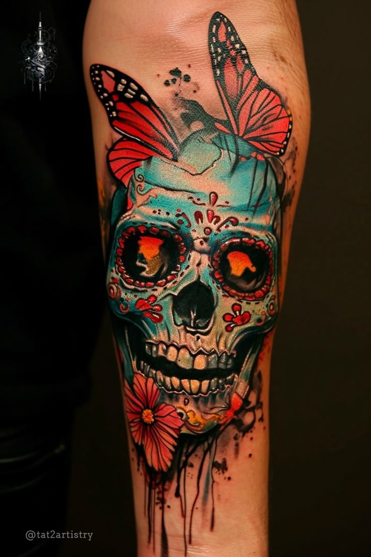 skull with butterfly tattoo skull with butterfly tattoo