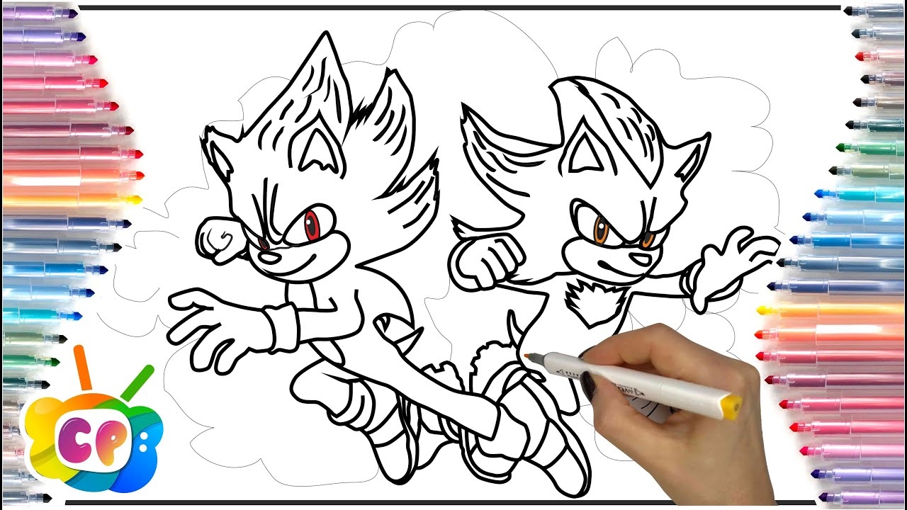 Super Sonic And Super Shadow In Space Sonic VS Shadow Coloring Pages Sonic 3 Movie Coloring YouTube