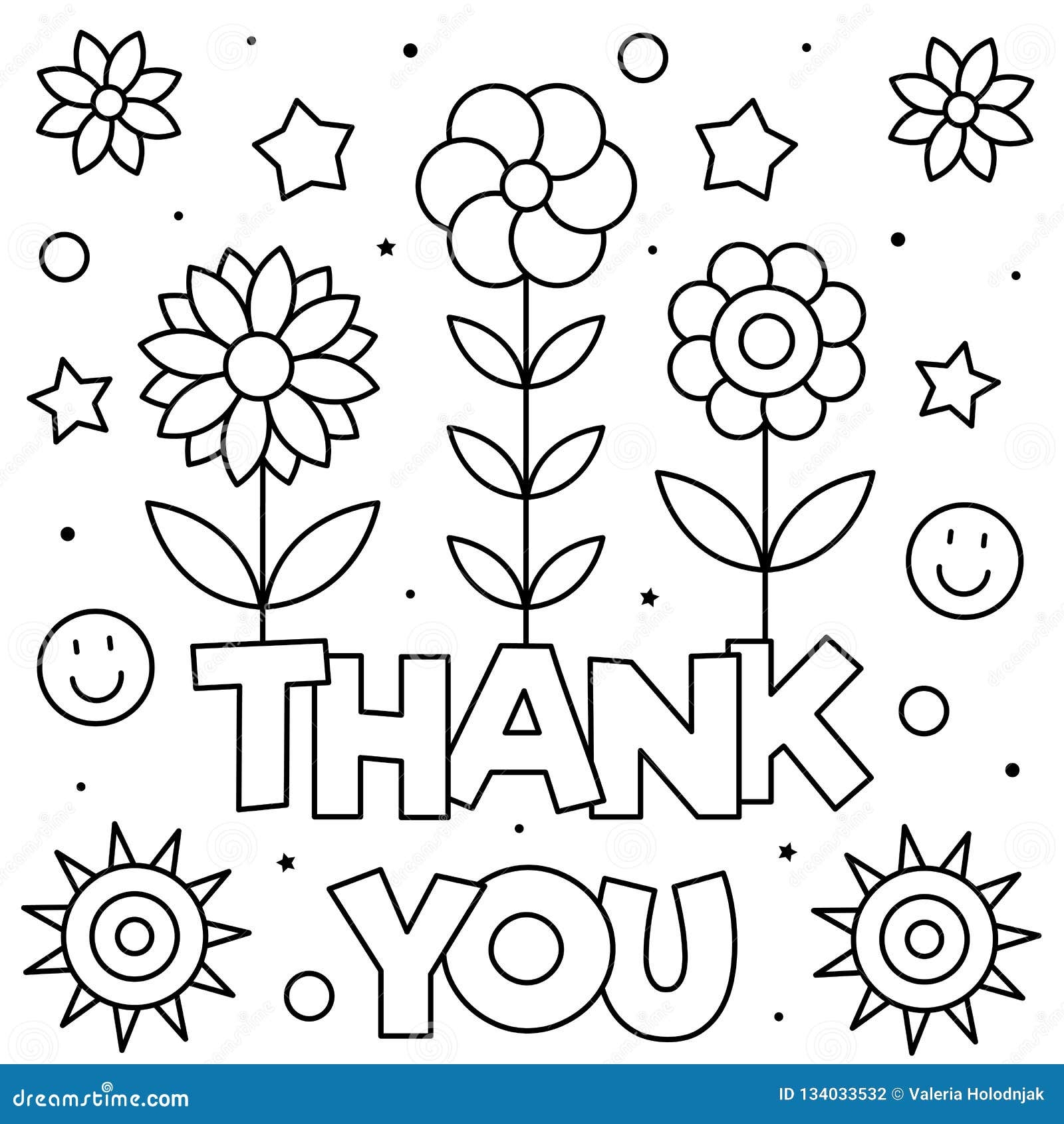 Thank You Coloring Page Black And White Vector Illustration Stock Vector Illustration Of Kids Abstract 134033532