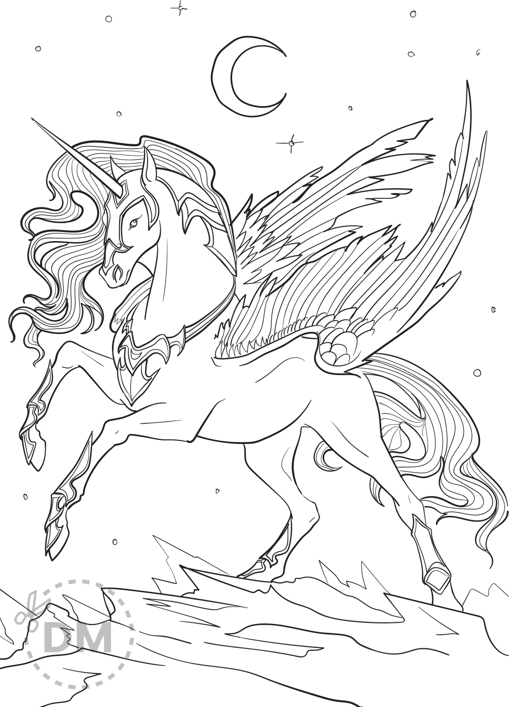 Unicorn Pegasus Coloring Page For Teens And Adults Diy magazine