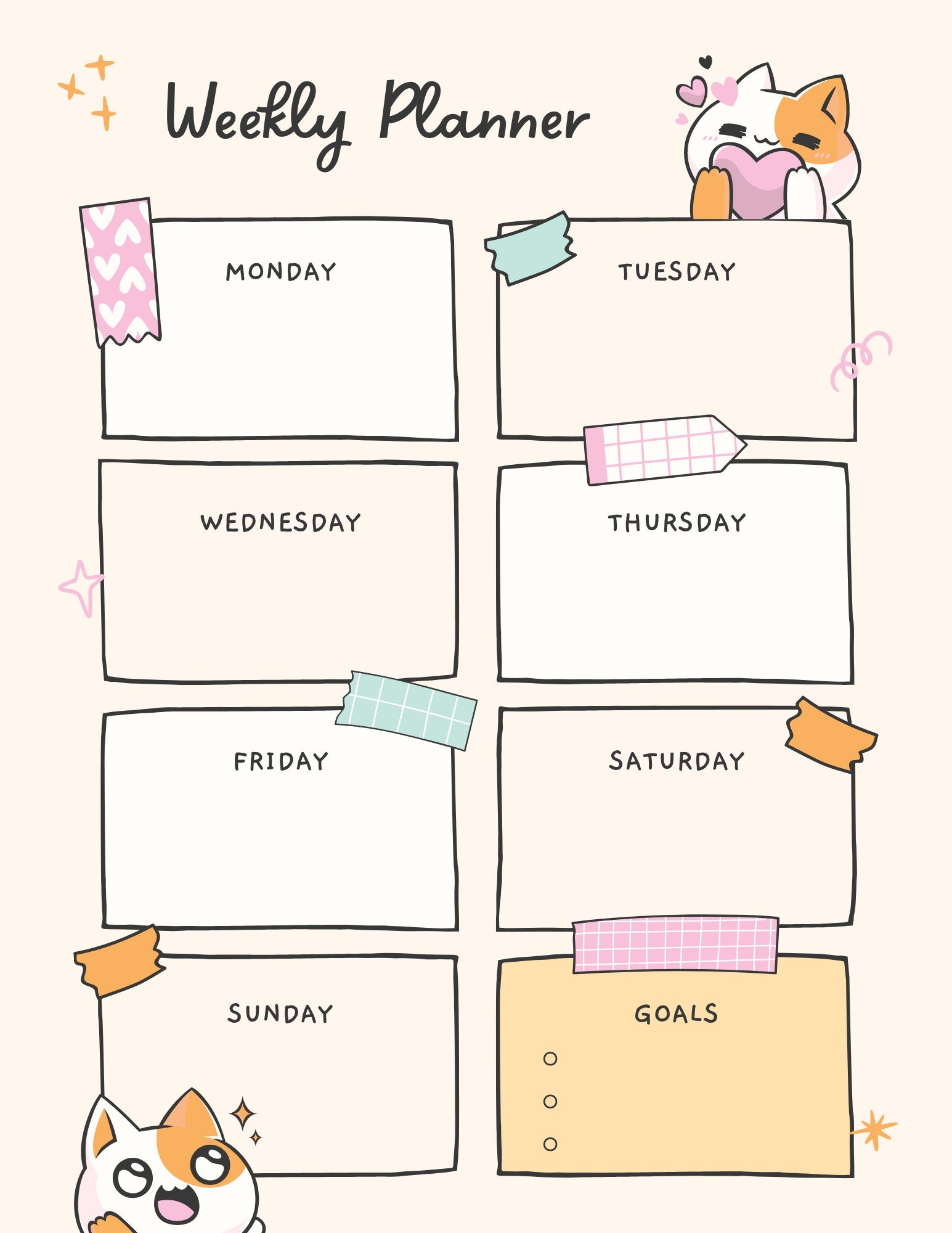 Weekly Planner Cute Planner Daily Schedule Etsy