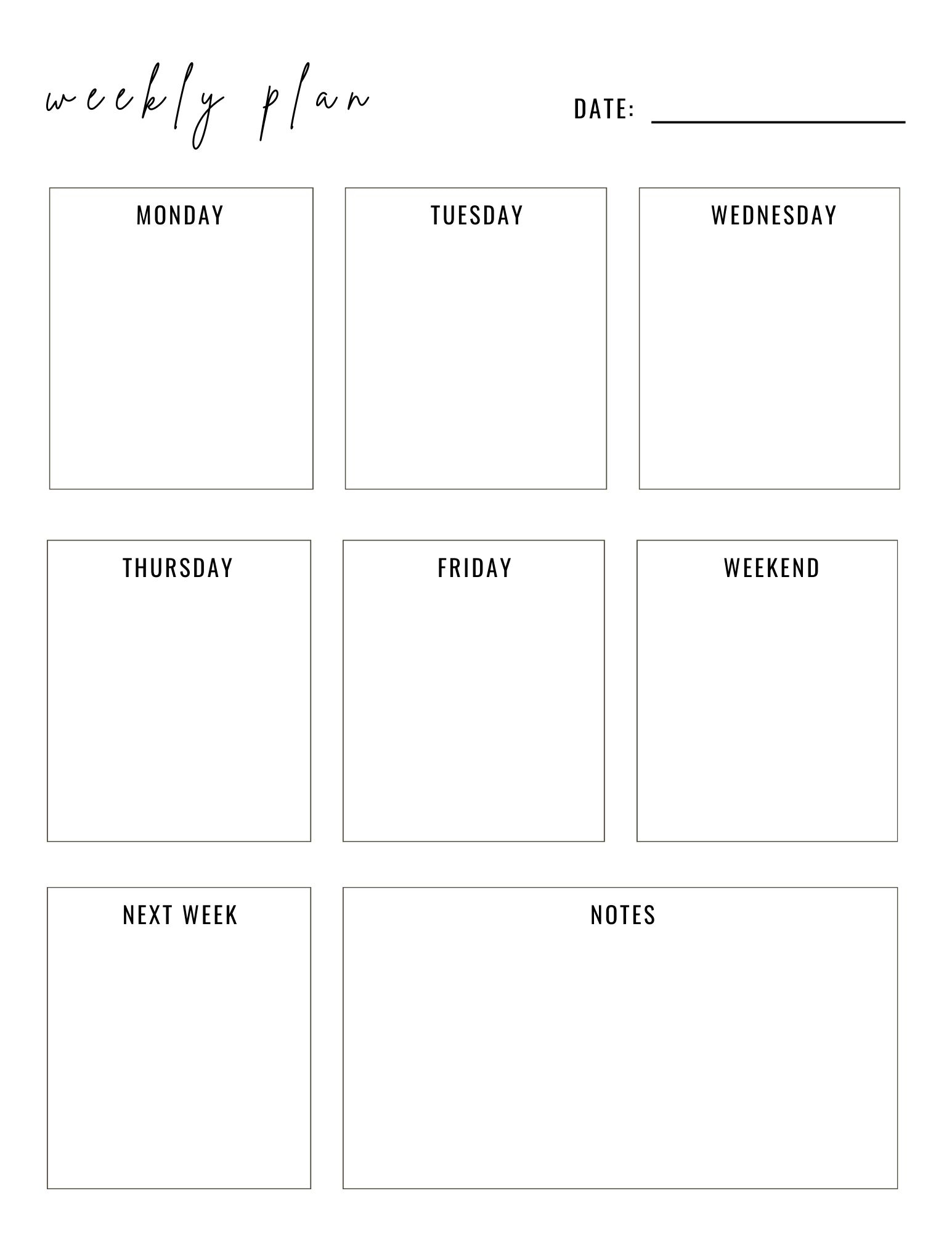 free weekly planner printable