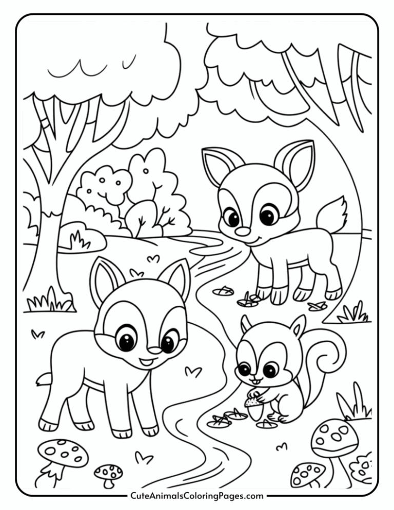 Woodland Animals Coloring Pages 4 Free Printable Pages Cute Animals Coloring Pages