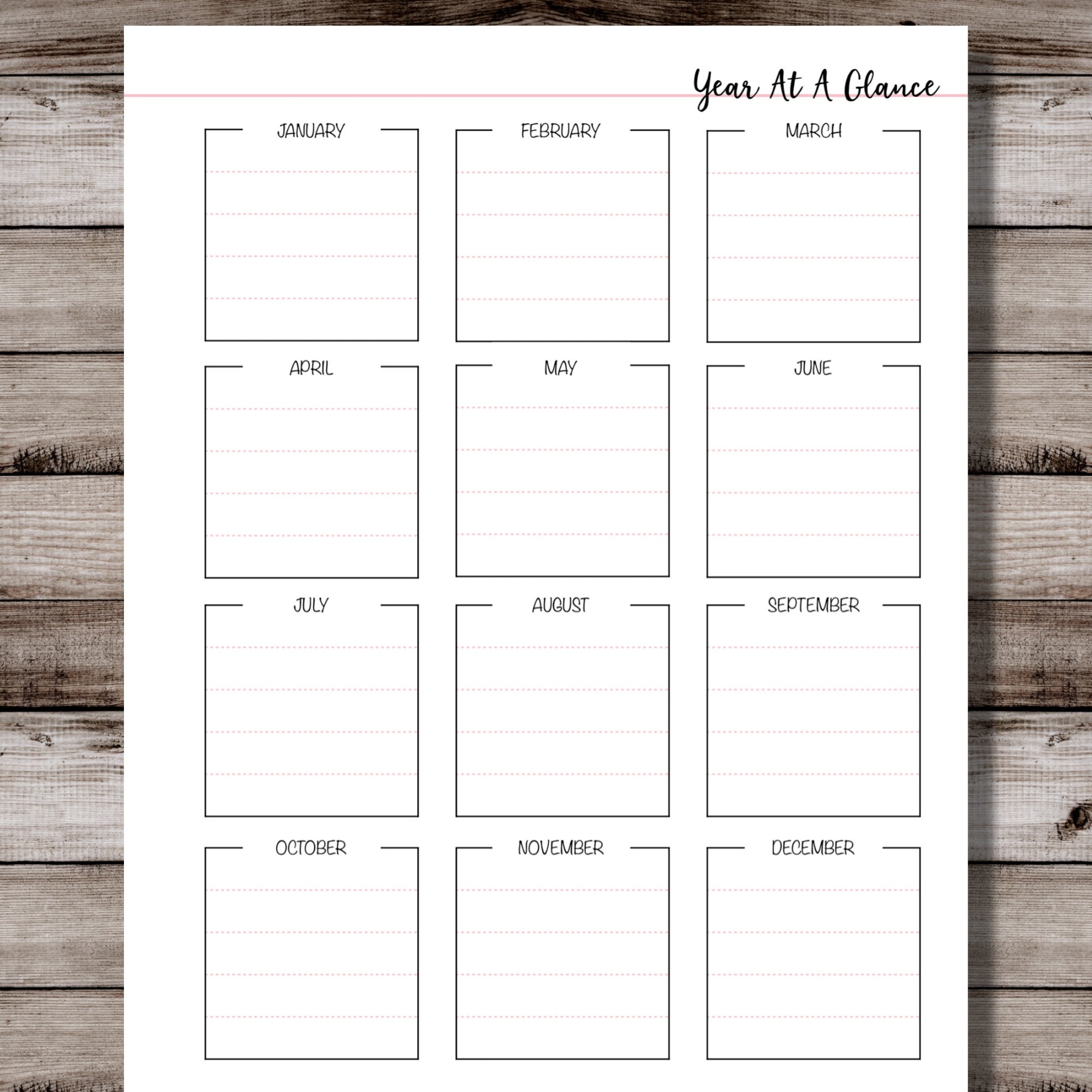 Year At A Glance Planner Printable Etsy Year At A Glance Planner Printable Etsy