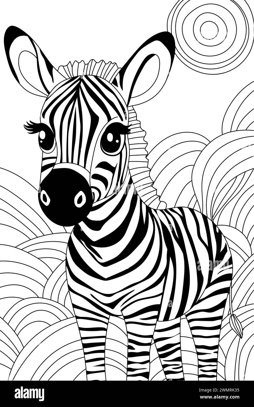 Zebra Coloring Page For Kids Is A Creative Book For Coloring Stock Vector Image Art Alamy