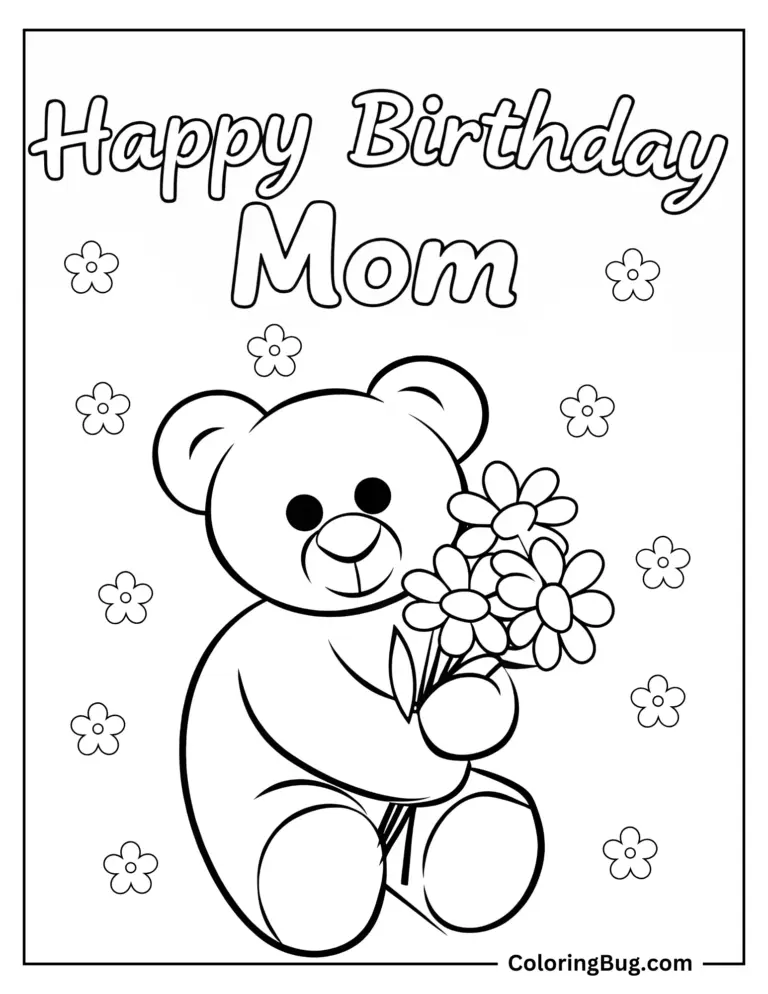 20 Happy Birthday Mom Mum Coloring Pages Free Printable PDFs 