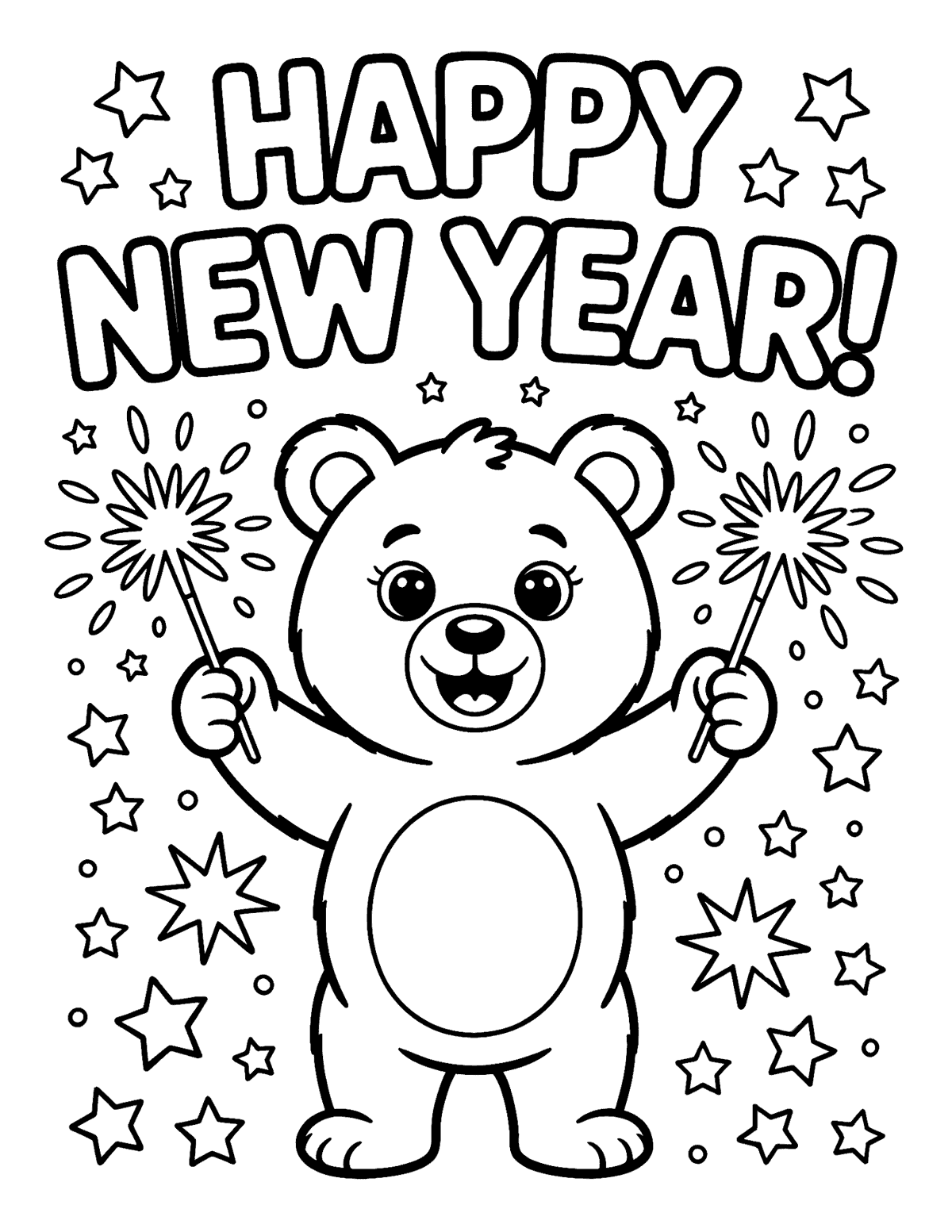 happy new year coloring page happy new year coloring page