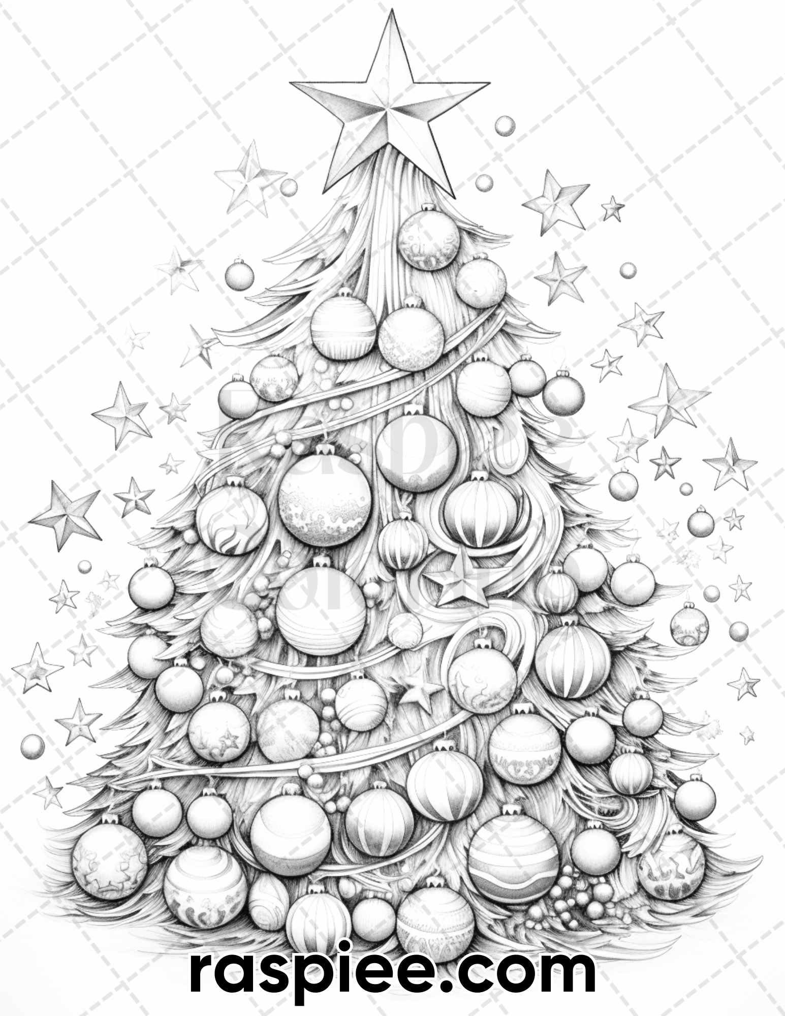 40 Christmas Tree Grayscale Coloring Pages For Adults Printable PDF I RASPIEE 40 Christmas Tree Grayscale Coloring Pages For Adults Printable PDF I RASPIEE