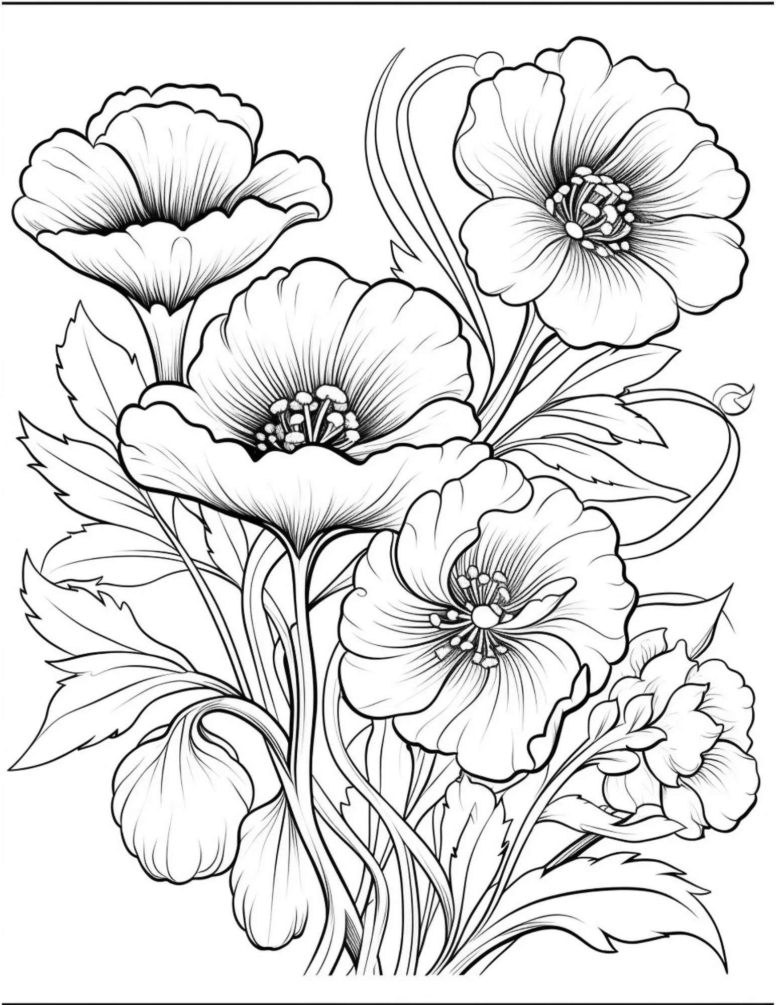 50 Flowers Coloring Pages Stress Relief Floral Art PDF Download Etsy 50 Flowers Coloring Pages Stress Relief Floral Art PDF Download Etsy