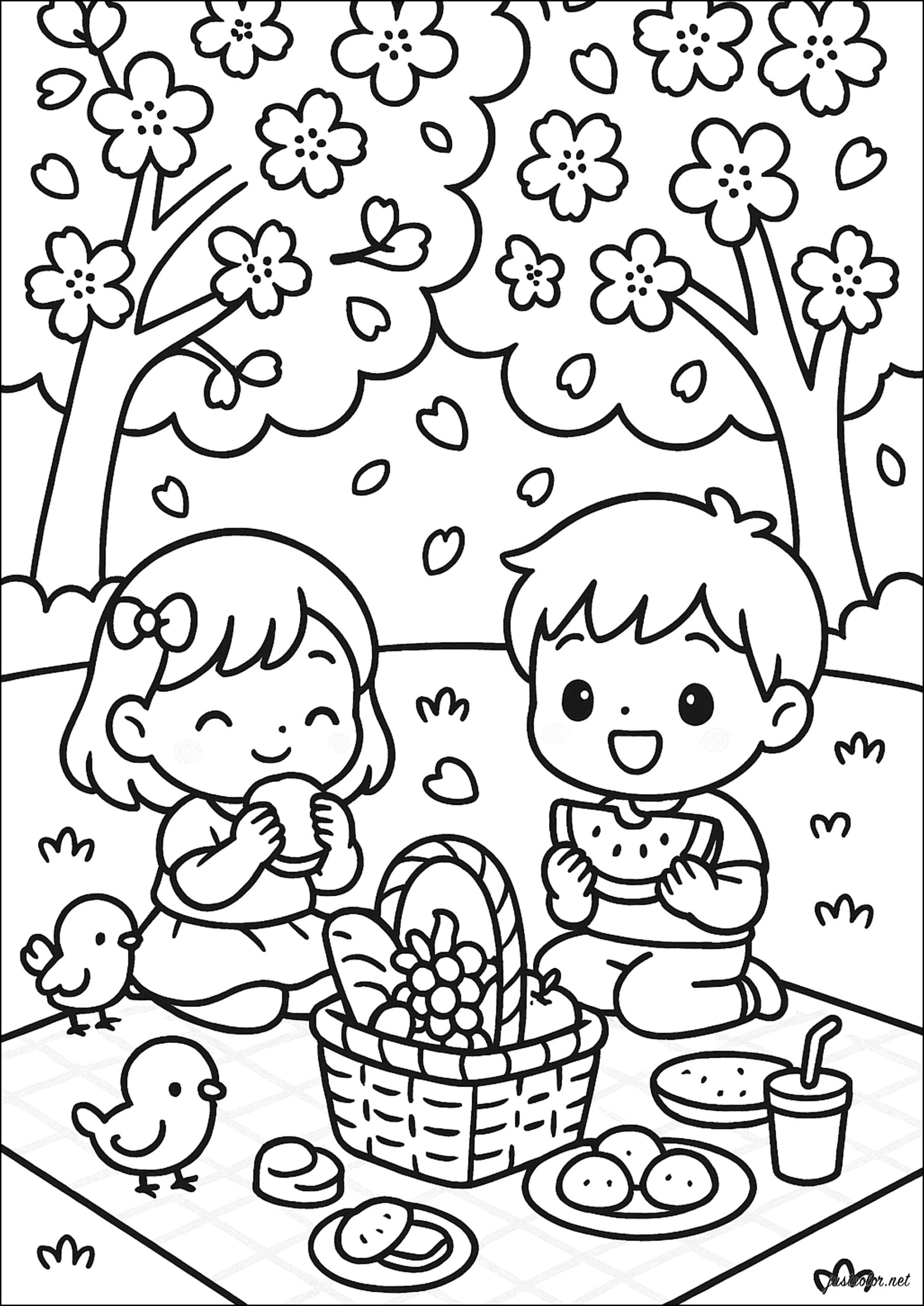 A Joyful Day Outdoors Spring Coloring Pages A Joyful Day Outdoors Spring Coloring Pages