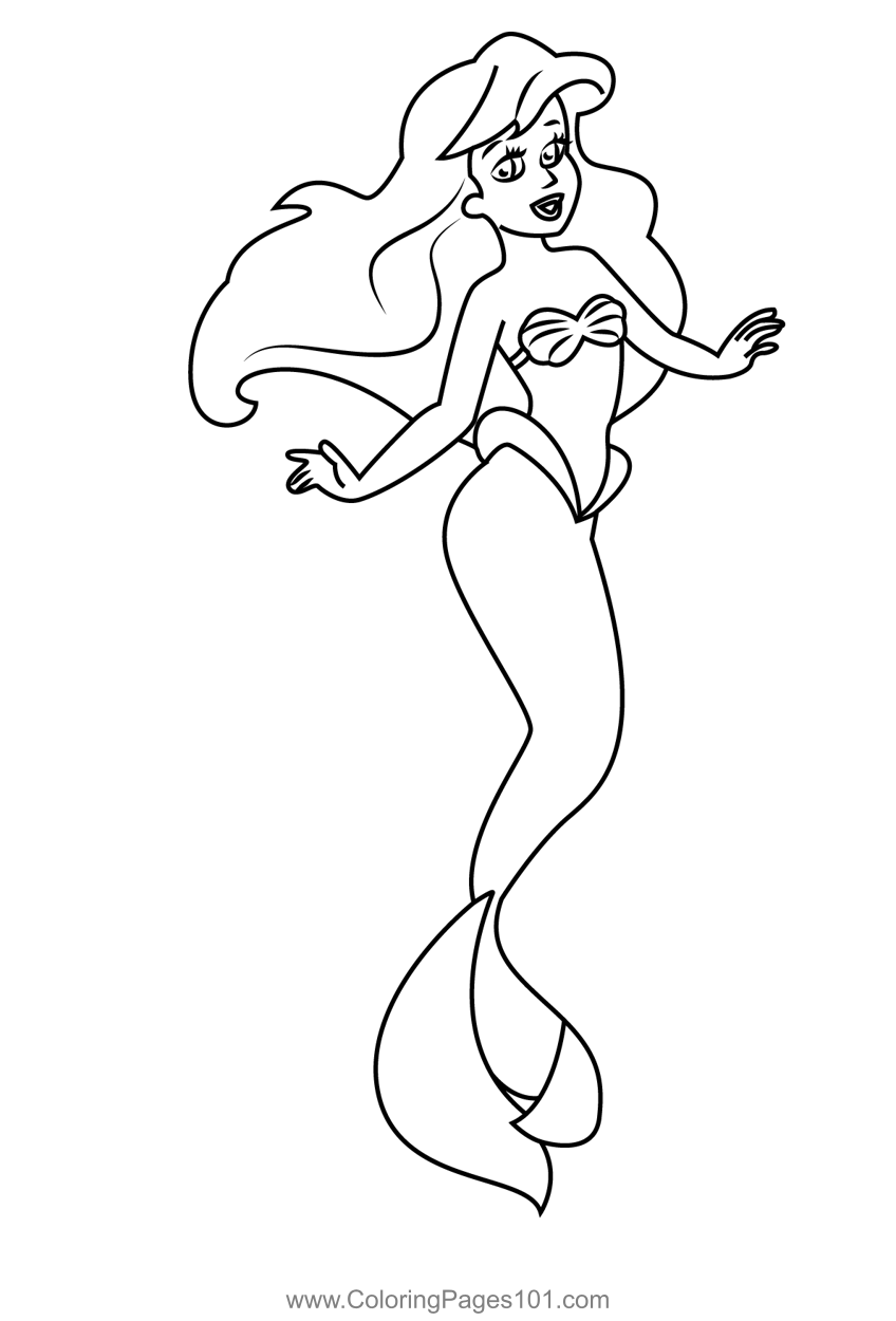 Ariel Little Mermaid Coloring Page For Kids Free The Little Mermaid Printable Coloring Pages Online For Kids ColoringPages101 Coloring Pages For Kids