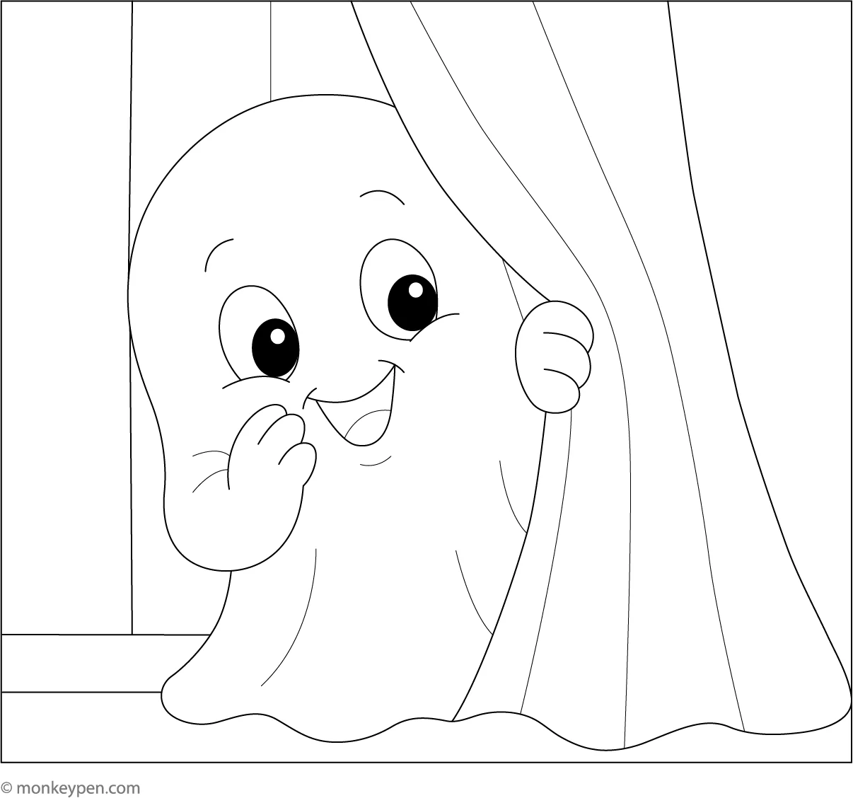 Baby Ghost Playing Peek a Boo Print Color Free Pages For Kids Baby Ghost Playing Peek a Boo Print Color Free Pages For Kids