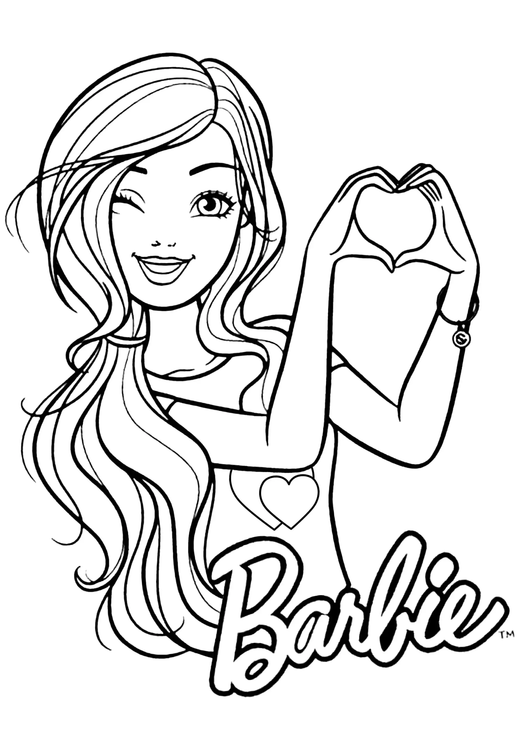 Barbie Making A Heart Symbol With Her Hands Barbie Coloring Pages Barbie Making A Heart Symbol With Her Hands Barbie Coloring Pages
