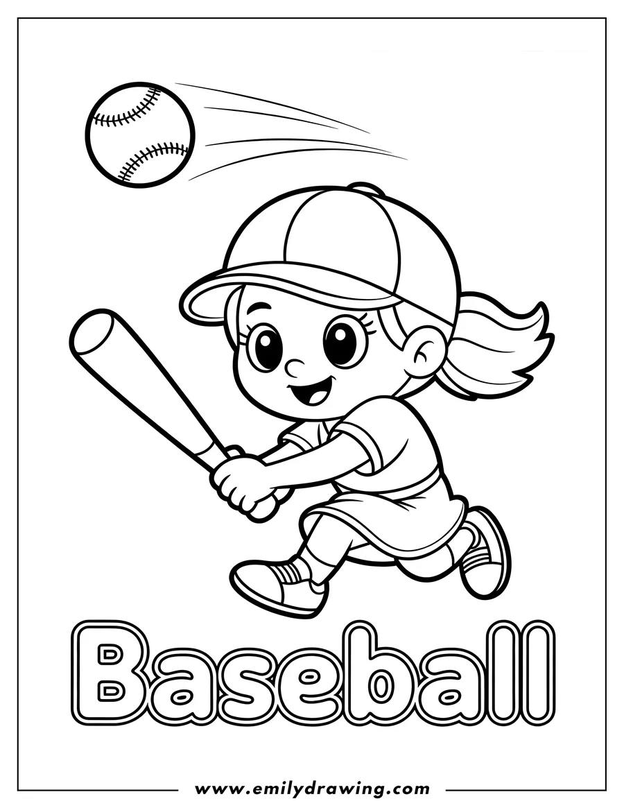 Baseball Coloring Page Emily Drawing Baseball Coloring Page Emily Drawing