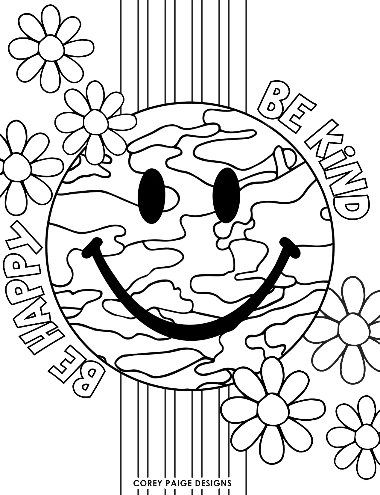 Be Happy Be Kind Coloring Sheet CoreyPaigeDesigns Be Happy Be Kind Coloring Sheet CoreyPaigeDesigns