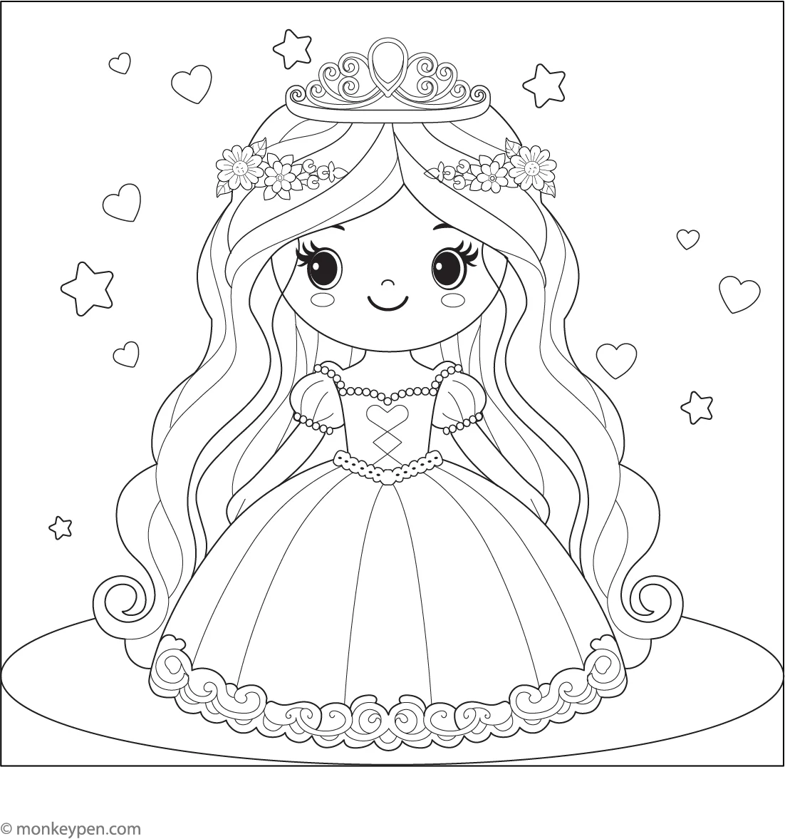 Beautiful Princess Coloring Page Beautiful Princess Coloring Page