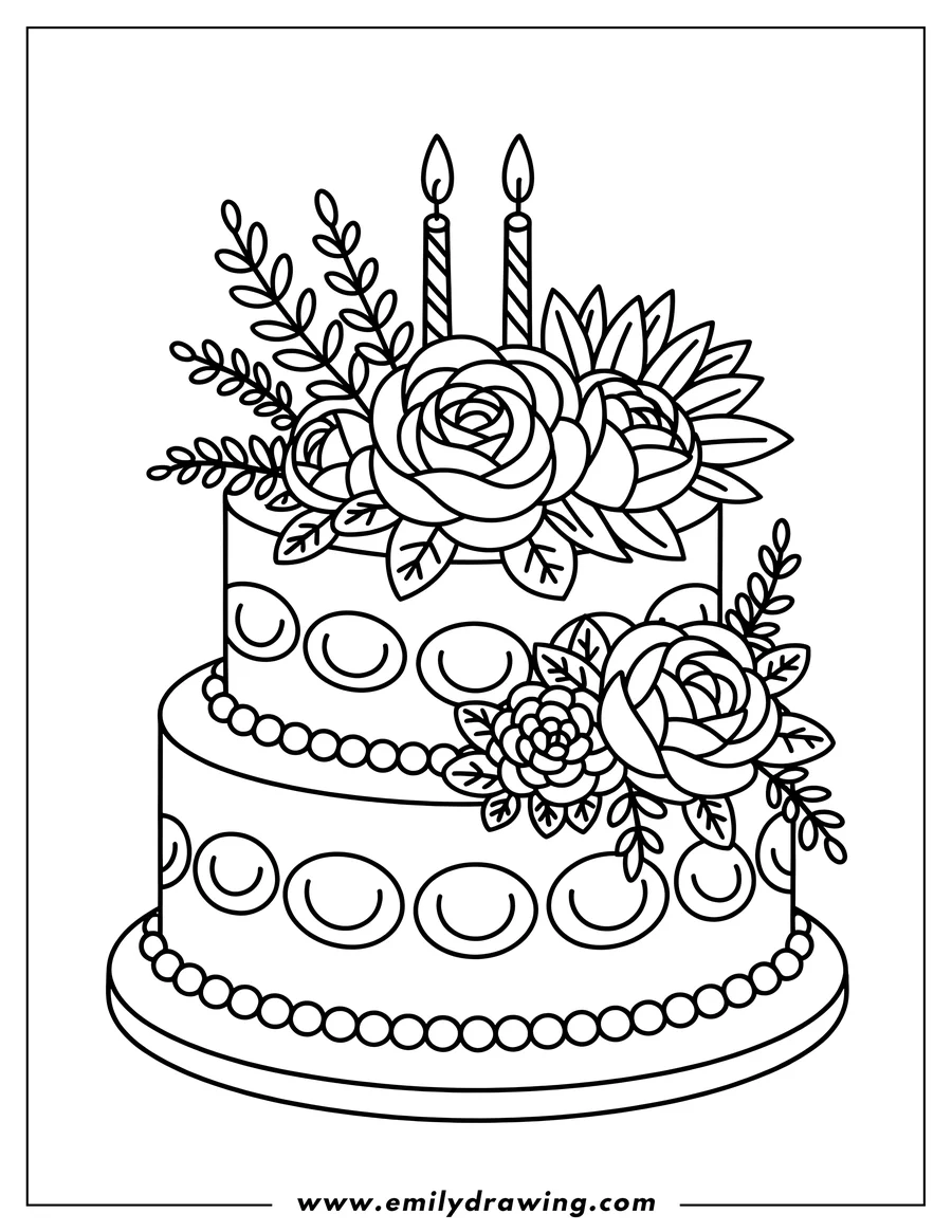 Birthday Cake Coloring Page Emily Drawing Birthday Cake Coloring Page Emily Drawing