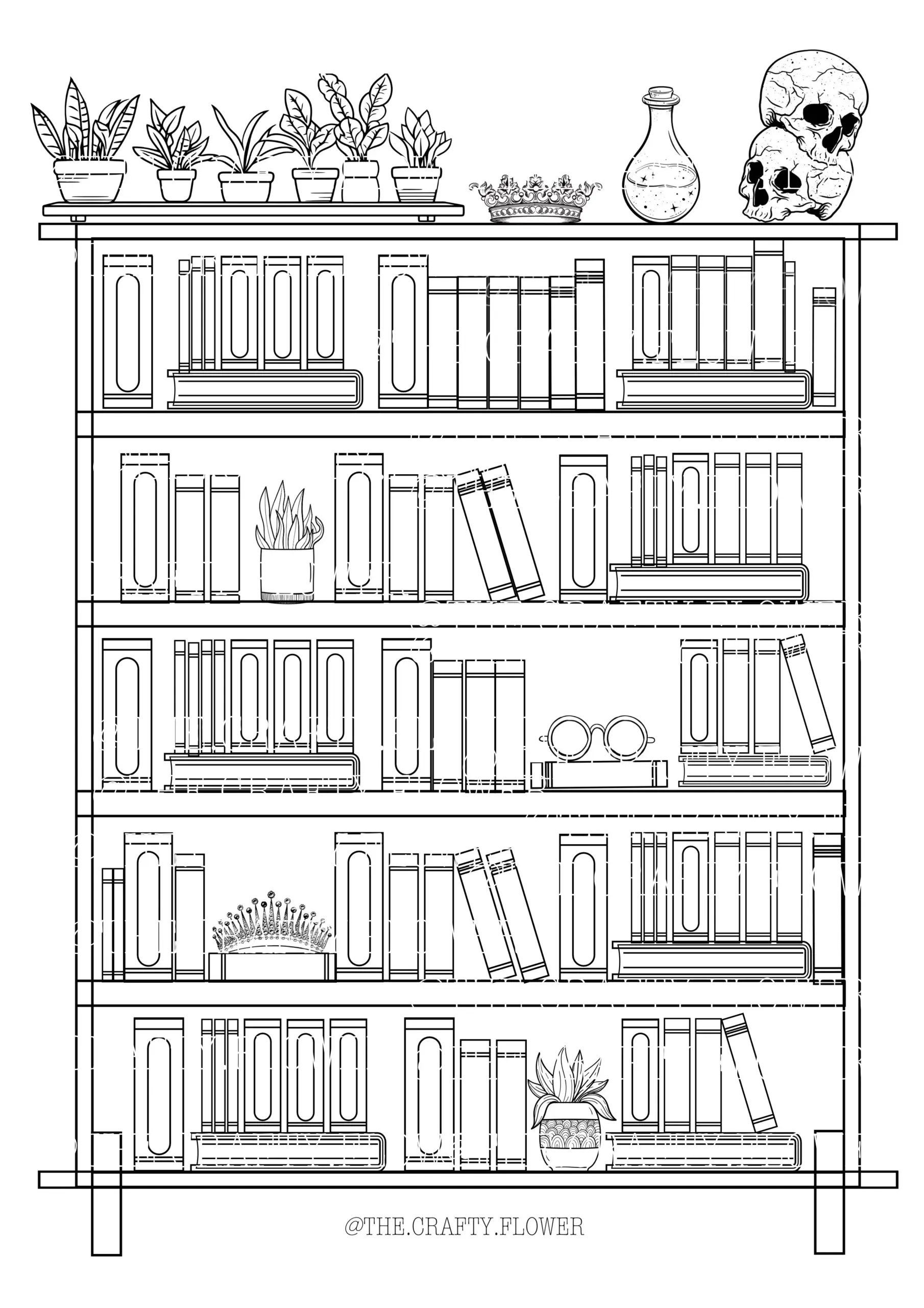 Bookshelf Coloring Page Knotty Fables