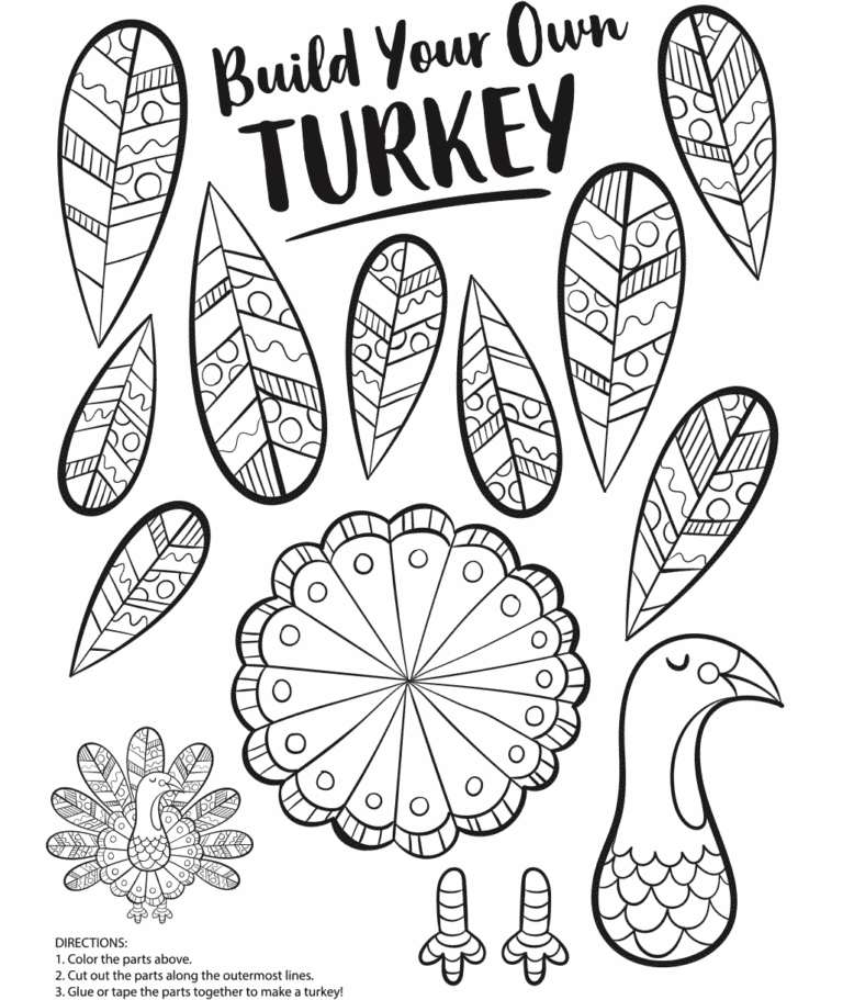 Build Your Own Turkey Coloring Page