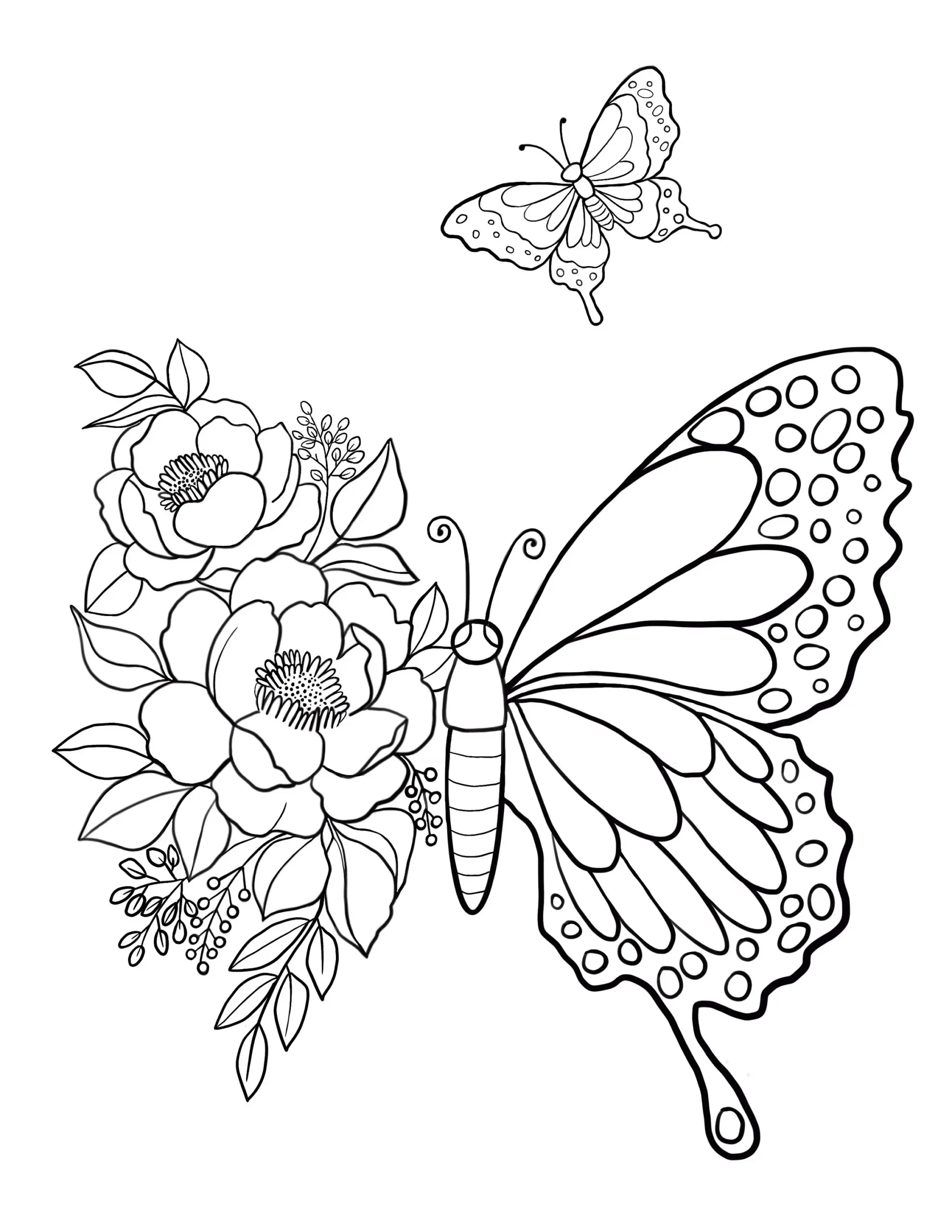 Butterfly Coloring Page Floral Designs Kids Summer Activity PDF JPG Etsy Israel Butterfly Coloring Page Floral Designs Kids Summer Activity PDF JPG Etsy Israel