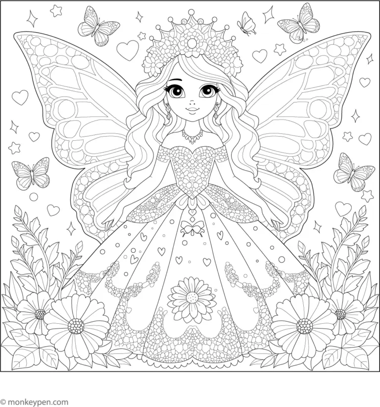 Butterfly Princess Coloring Page
