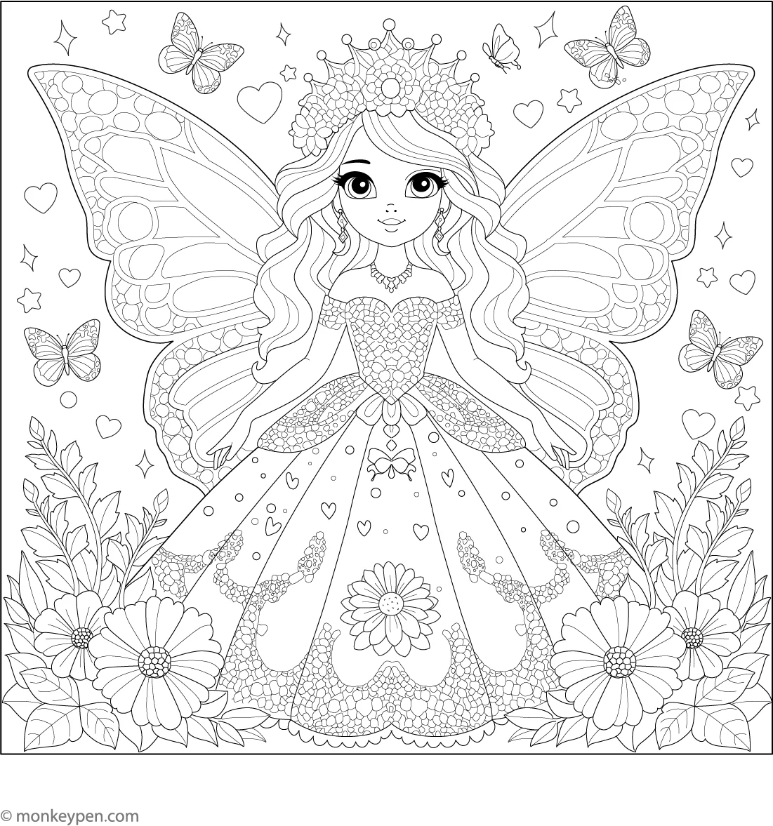 Butterfly Princess Coloring Page Butterfly Princess Coloring Page