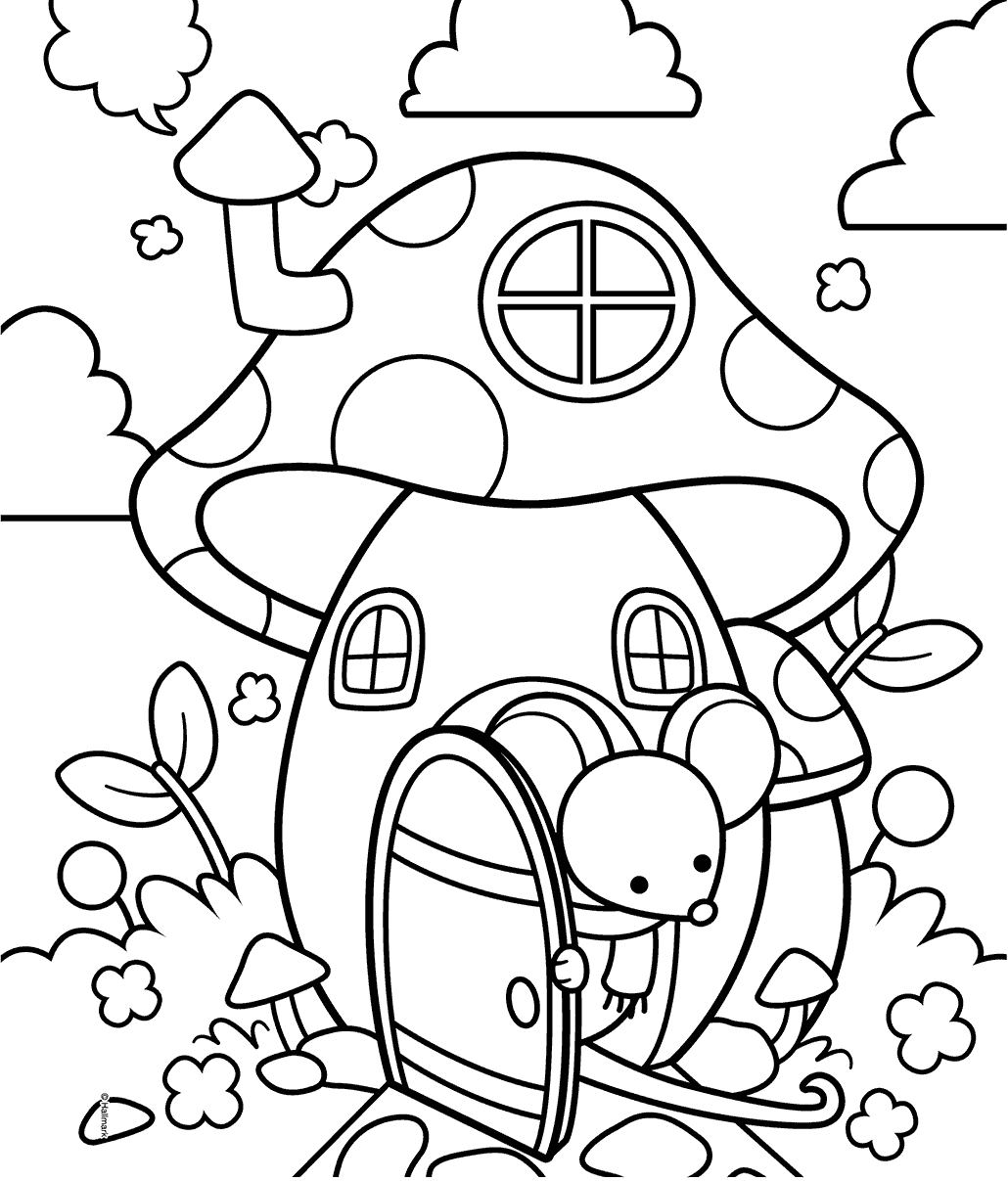 Calming Cottage Mouse House Cute Coloring Page Calming Cottage Mouse House Cute Coloring Page