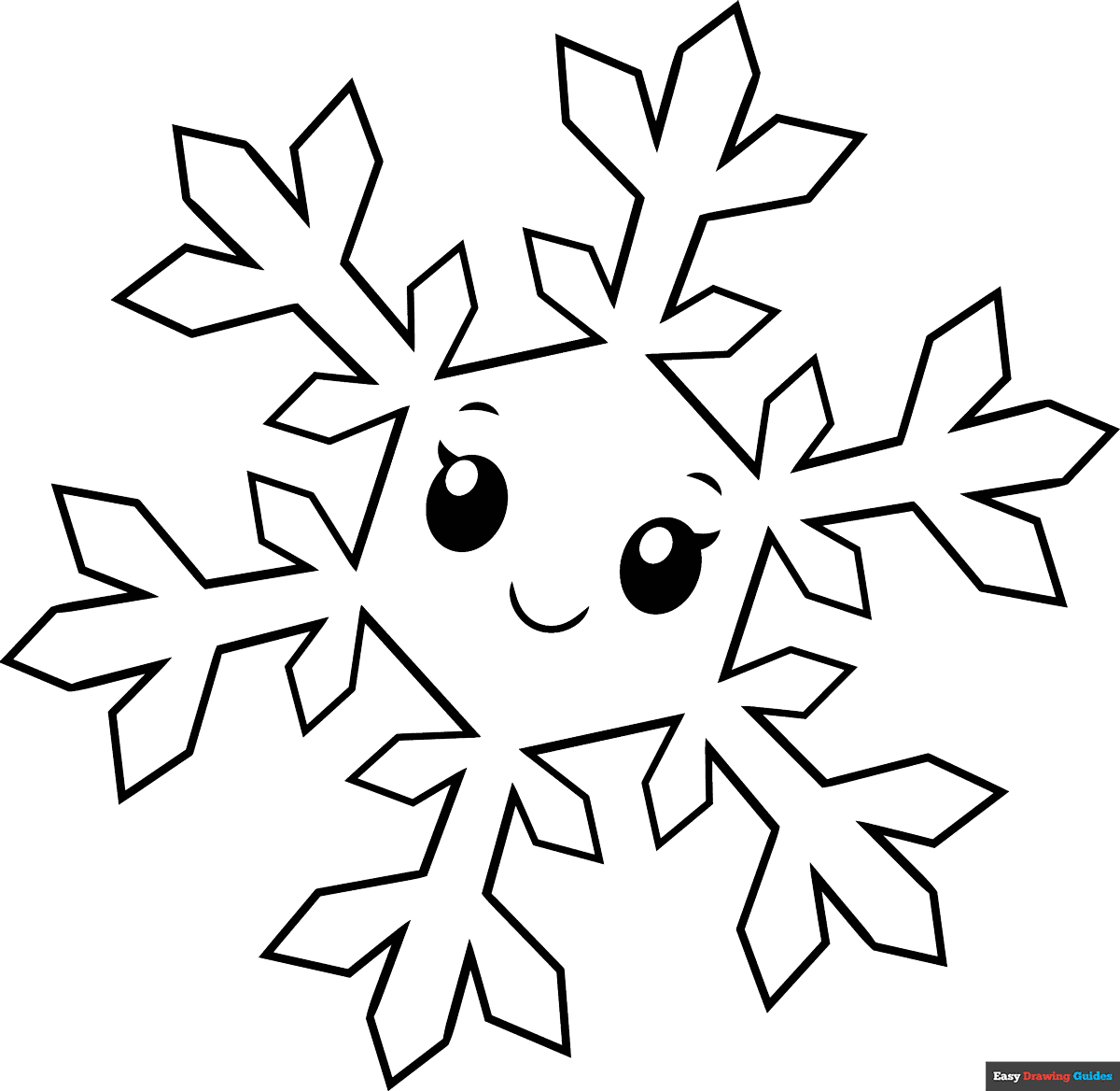 Cartoon Snowflake Coloring Page Easy Drawing Guides Cartoon Snowflake Coloring Page Easy Drawing Guides
