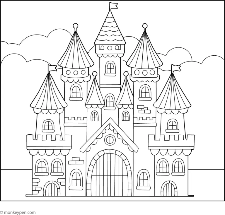 Castle Coloring Page Magical Fortress Printable For Kids To Color
