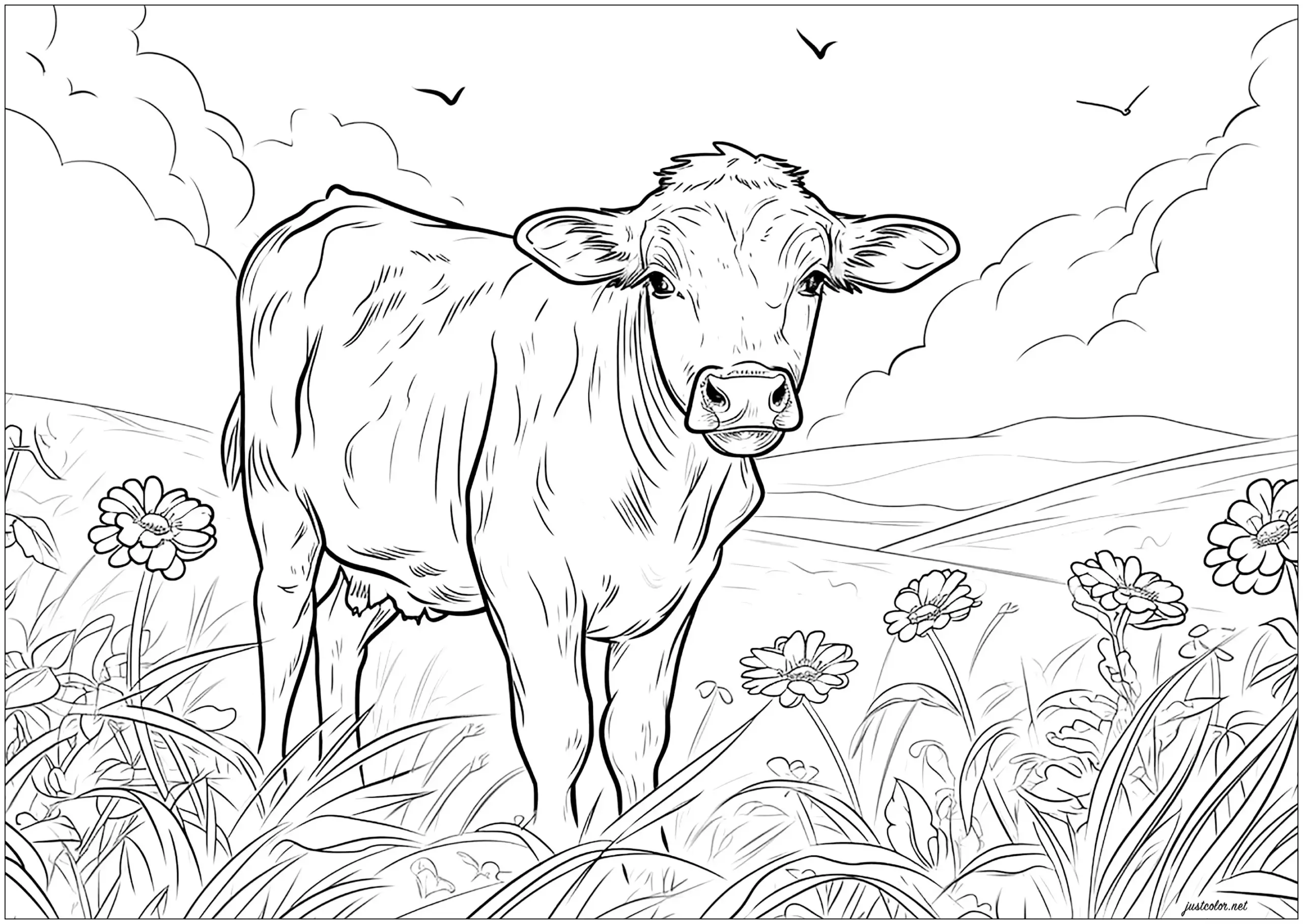 Cow In A Field 2 Cow Coloring Pages For Adults Cow In A Field 2 Cow Coloring Pages For Adults