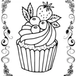 Cupcakes Feast EASY Large Print PDF Coloring Book For Adults Rachel Mintz Coloring Books