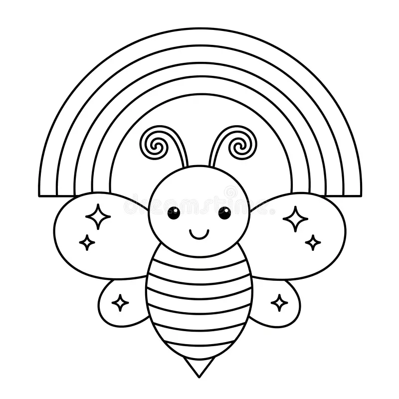 Cute Bee Coloring Page With Rainbow Stock Illustration Illustration Of Activity Wheel 428067890 Cute Bee Coloring Page With Rainbow Stock Illustration Illustration Of Activity Wheel 428067890