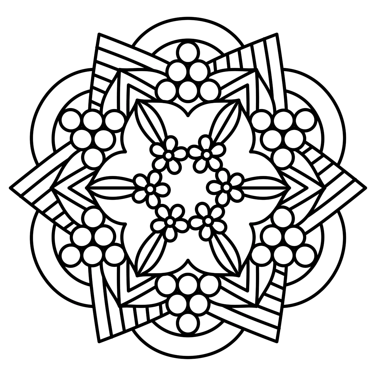 Cute Mandala Bold Easy With Little Flowers And Patterns Coloring Page Cute Mandala Bold Easy With Little Flowers And Patterns Coloring Page