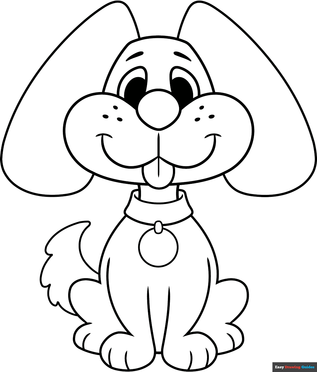 Easy Cartoon Dog Coloring Page Easy Drawing Guides Easy Cartoon Dog Coloring Page Easy Drawing Guides