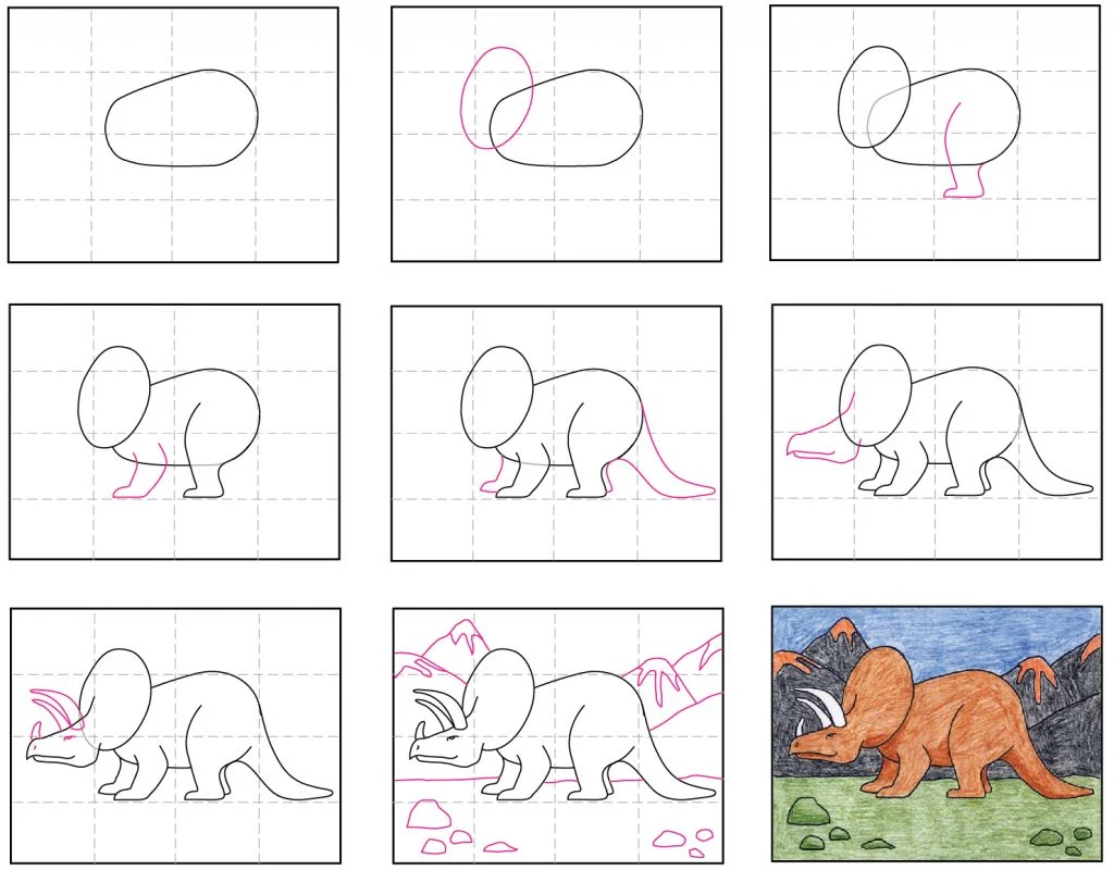 Easy How To Draw A Triceratops Tutorial And Triceratops Coloring Page Easy How To Draw A Triceratops Tutorial And Triceratops Coloring Page