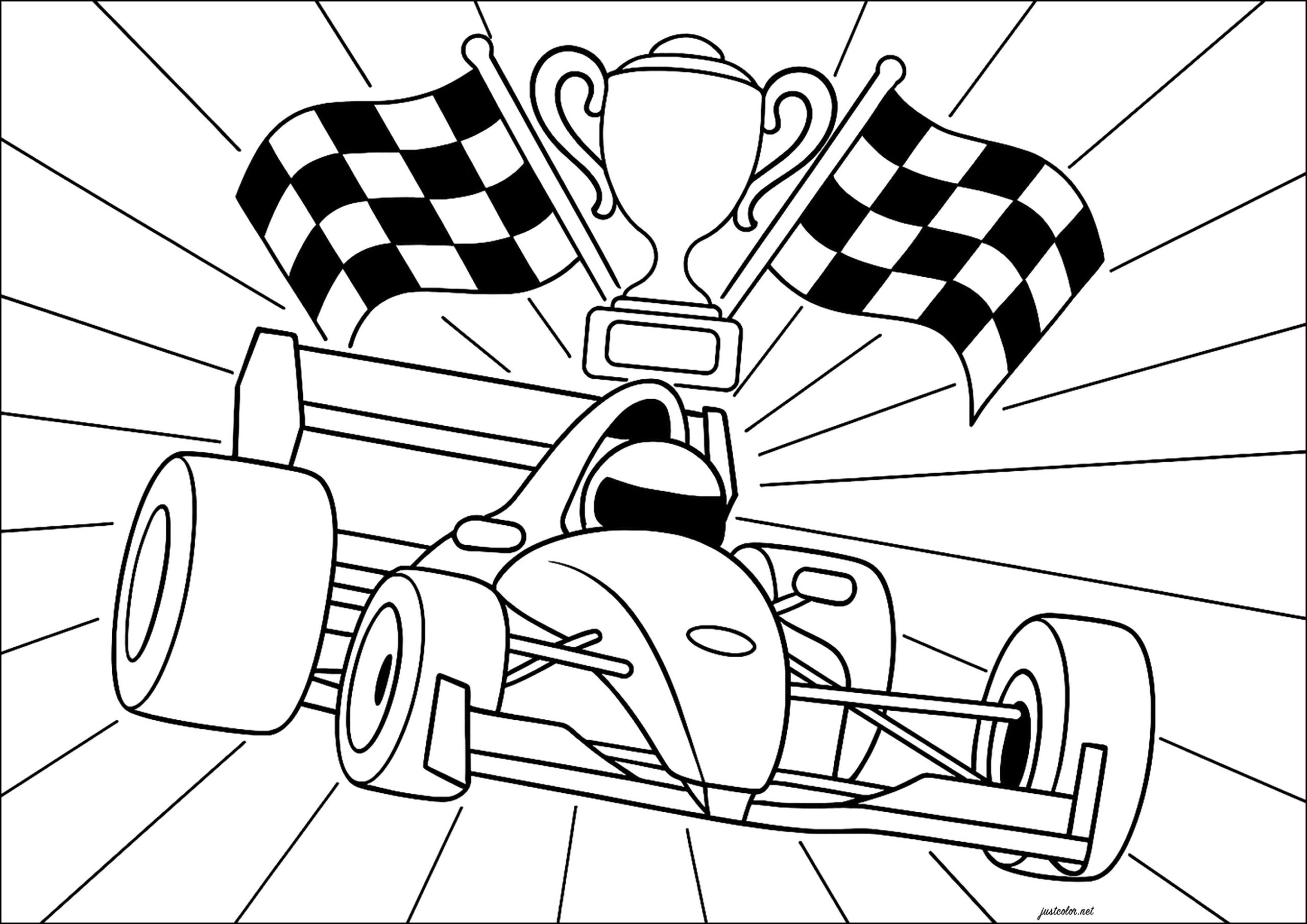 Formula 1 With Cup And Two Flags Formula 1 Coloring Pages Formula 1 With Cup And Two Flags Formula 1 Coloring Pages