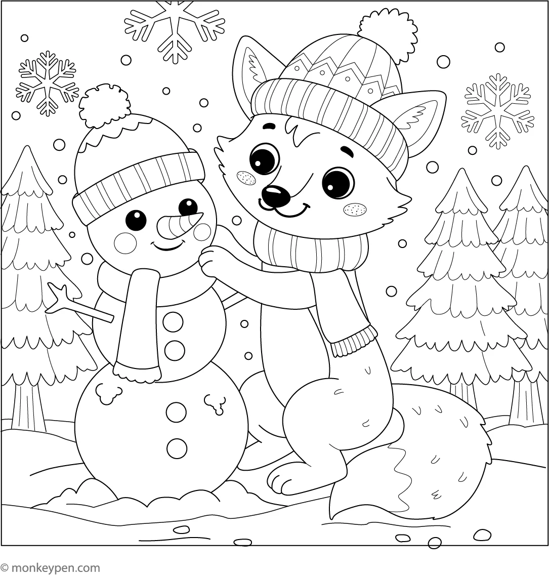 Fox And Snowman Coloring Page Free Printable PDF For Kids Fox And Snowman Coloring Page Free Printable PDF For Kids