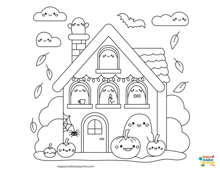 Free Haunted House Coloring Pages Happy Toddler Playtime