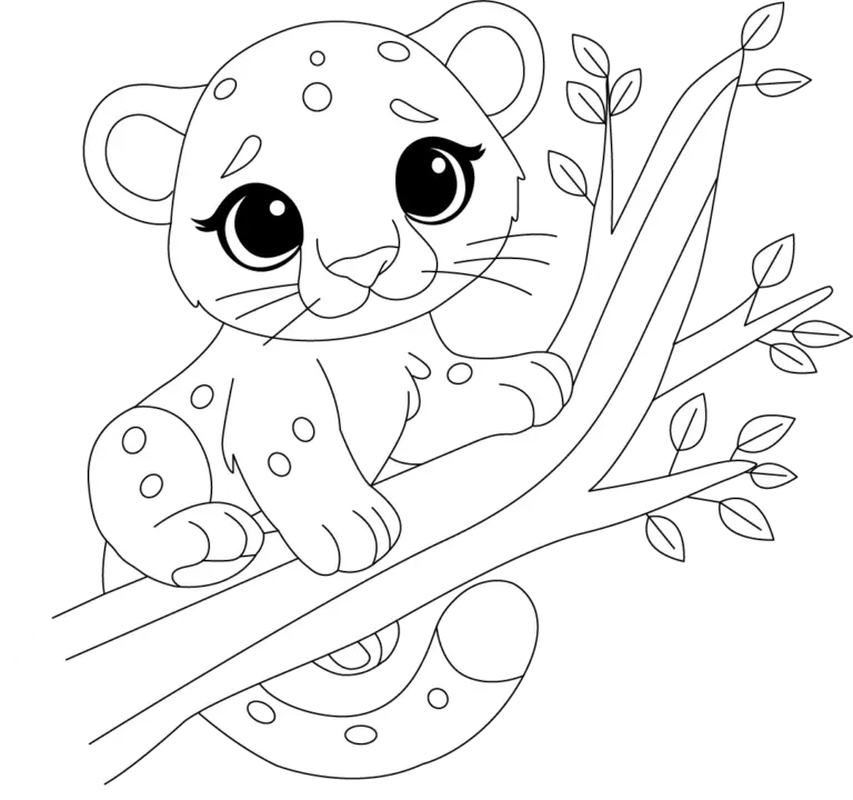 Free Printable Baby Leopard Coloring Page For Kids