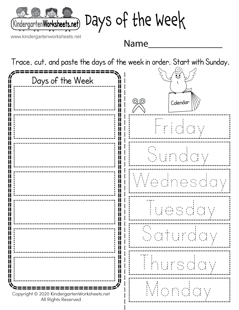 days of the week printables days of the week printables