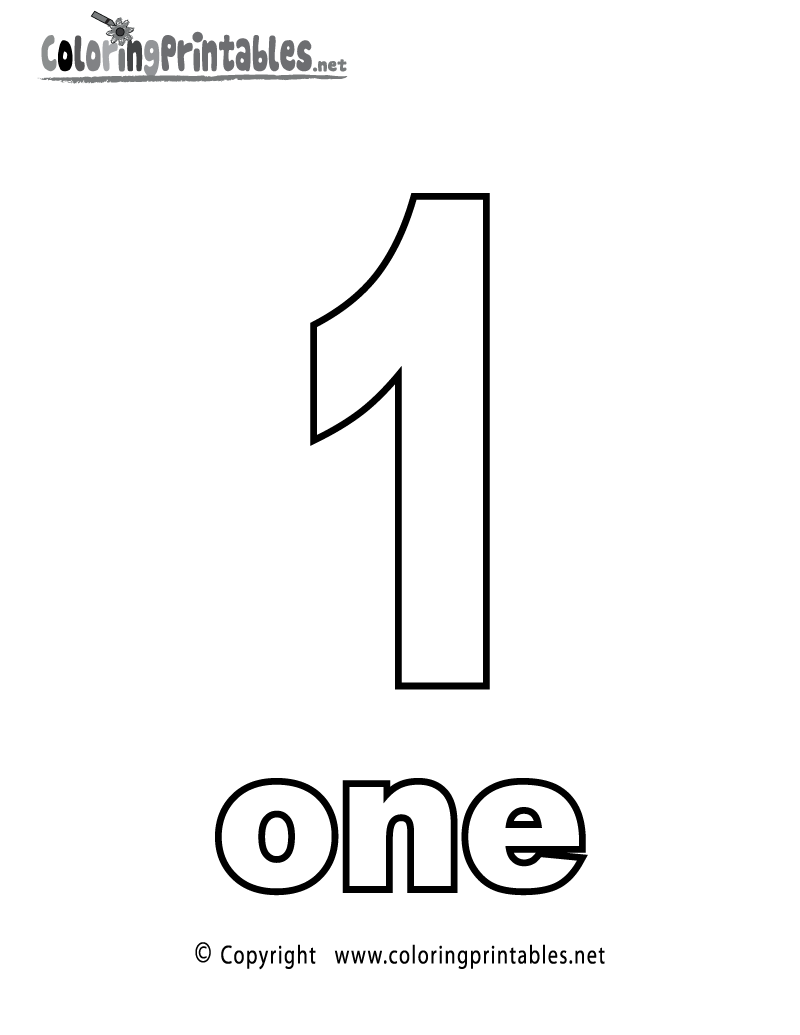 Free Printable Number One Coloring Page Free Printable Number One Coloring Page