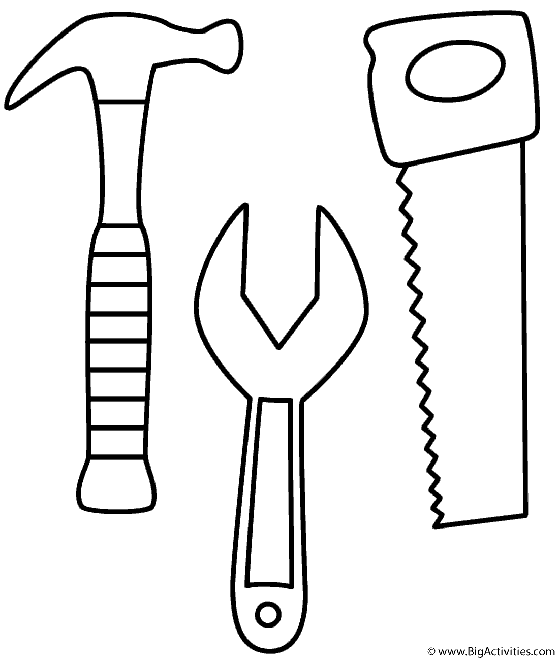 Hammer Saw And Wrench Coloring Page Tools Hammer Saw And Wrench Coloring Page Tools