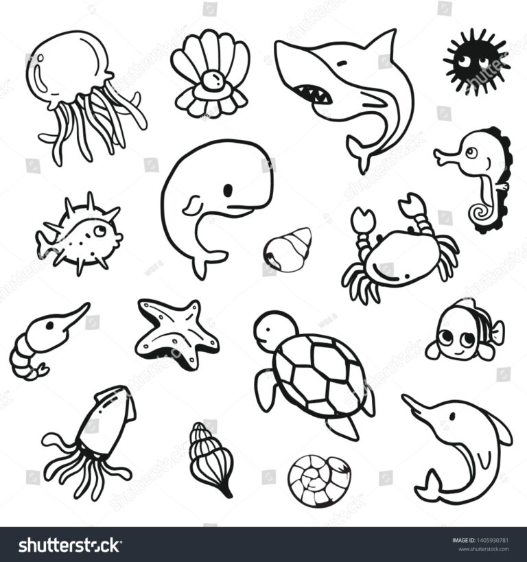 Hand Drawing Styles Aquatic Animals Ocean Stock Vector Royalty Free 1405930781 Shutterstock